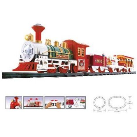 Fééric Lights And Christmas – Train de Noël 16 pièces – Dimensions 74x104 cm – Locomotive électrique avec lumière et musique – Décoration festive