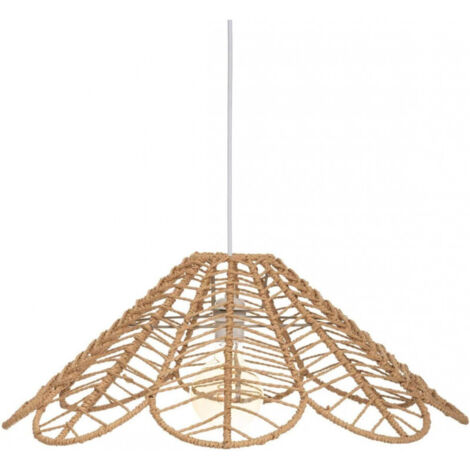 Atmosphera – Suspension en corde beige 58 cm – Hauteur 22 cm – Douille E27 – Puissance 40W – Câble ajustable 90 cm – Ambiance bohème