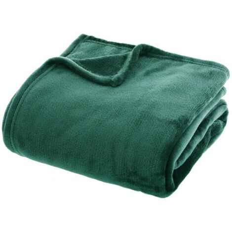 Plaid flanelle vert 180x230cm - Atmosphera créateur d'intérieur