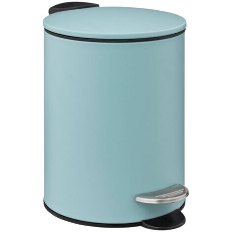 5Five Simply Smart – Poubelle en métal 3L – Couleur bleu arctique – À pédale avec fermeture silencieuse – Design moderne pour salle de bain