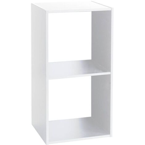Five – Étagère enfant en bois 2 étagères – Dimensions L. 34,5 x P. 32 x H. 67,5 cm – Panneau de particules blanc – Conception modulaire