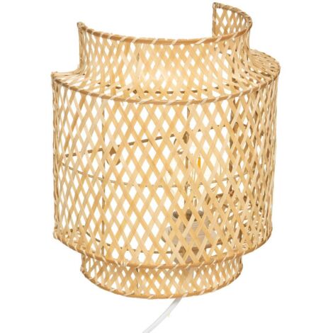 Atmosphera – Applique murale en bambou naturel beige D23 – Éclairage doux et tamisé – Design minimaliste asiatique – Pour salon et chambre