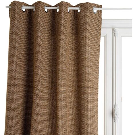 Atmosphera – Rideau voilage lin beige 140x260 cm – 8 œillets en acier inoxydable – Lavable en machine – Compatible tringles standard