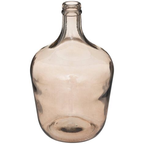 Atmosphera – Vase dame jeanne en verre recyclé gris fumé D 18 cm x H 30 cm – Décoration vintage pour fleurs longues – Écologique et élégant
