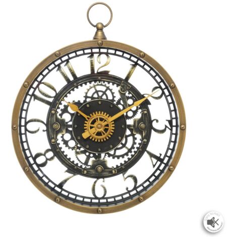 Atmosphera – Horloge murale vintage en métal vieilli D. 26,5 cm – Mécanisme à l'ancienne – Installation facile pour salon ou bureau