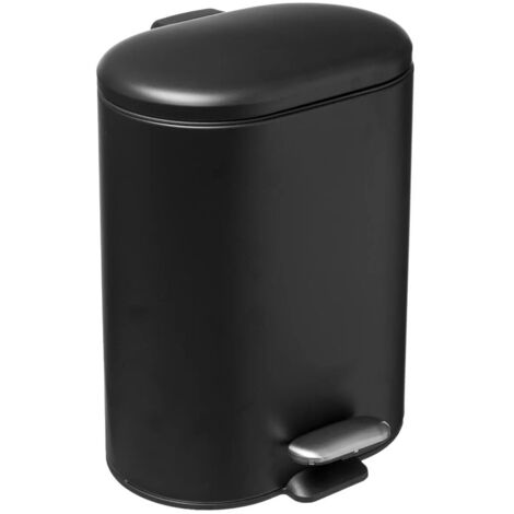 5Five Simply Smart – Poubelle de salle de bain 6l en acier inoxydable noir – Soft close silencieux – Dimensions L. 24 x P. 21,5 x H. 31,5 cm