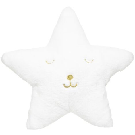 Atmosphera – Coussin décoratif étoile en fausse fourrure blanche 39 x 39 cm – Confort optimal pour jeux au sol – Lavable à la main