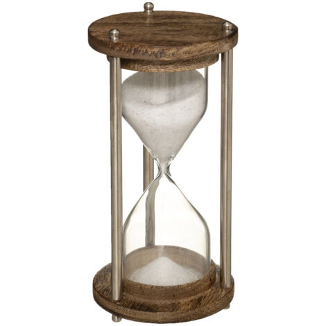 Atmosphera – Sablier décoratif en bois de manguier H 15 cm – Verre et métal – Sable naturel – Design vintage pour intérieur