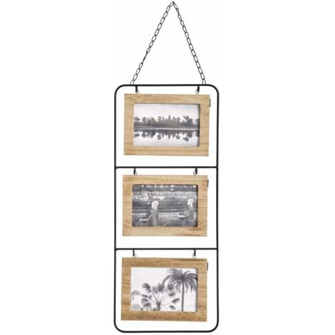Atmosphera – Cadre pêle-mêle multifonction 6 photos – Bois MDF avec chaîne – Dimensions 22 x 51.5 cm – Décoration murale moderne