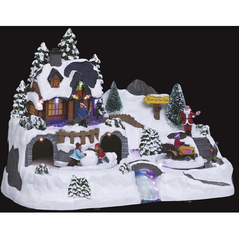 Fééric Lights And Christmas – Village de Noël animé lumineux avec 12 LED multicolores – Maison du Père Noël 40,5 cm – Décoration intérieure festive (1/5)