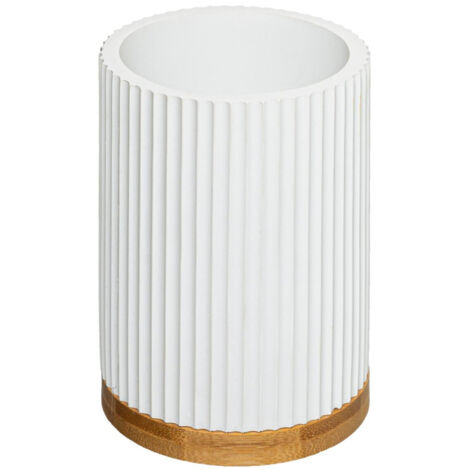 Five Simply Smart Brosse WC Effet Marbre Noir - Set Toilette Élégant En Plastique Et Bambou 10,5x38 Cm