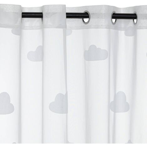 Atmosphera – Voilage enfant nuage 140x240cm blanc – Polyester léger – Œillets en métal pour fixation facile – Ambiance douce et ludique