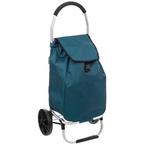 Chariot de courses pliable à 2 roues modernes de couleur bleu perle - 5five