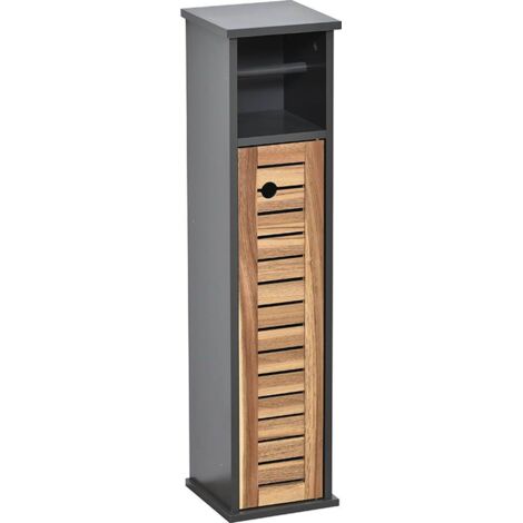 Tendance – Porte-papier toilette en bois d'acacia et MDF – Autoportant – Dimensions 18x18x75 cm – Design élégant pour salle de bain