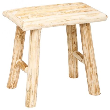 Atmosphera – Tabouret Woody en peuplier – Dimensions L. 34 x P. 23 x H. 31 cm – Assise 34 x 20,5 cm – Poids 1,76 kg – Design brut et authentique