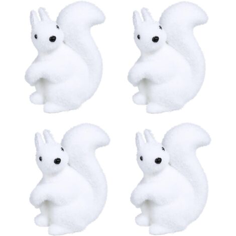 Lot de 4 décorations d'écureuils assis en polystyrène blanc, hauteur 12 cm, dimensions 10,5 x 6 cm – Idéal pour la décoration intérieure, livraison gratuite (1/3)
