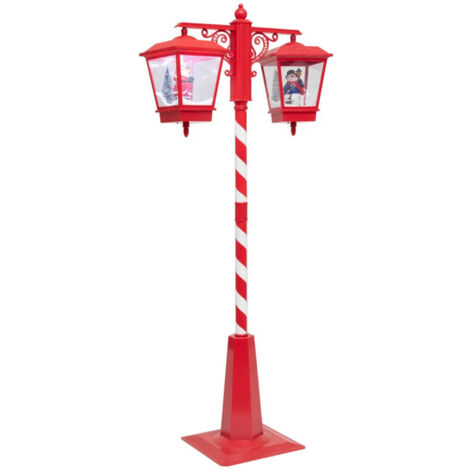 Fééric Lights And Christmas – Lanterne double de Noël lumineuse 188 cm – 81x40 cm – PVC et polystyrène – 66 LED blanc chaud – Effet vacillant intérieur