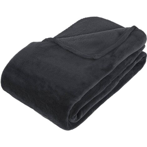 Plaid grand modèle microfibre 180x230 cm gris anthracite