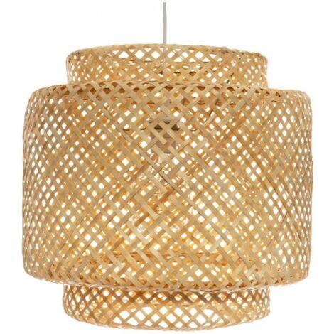 Atmosphera – Suspension en bambou naturel 40 cm – Hauteur 38 cm – Douille E27 – Longueur câble 80 cm – Pour ampoules LED ou incandescentes