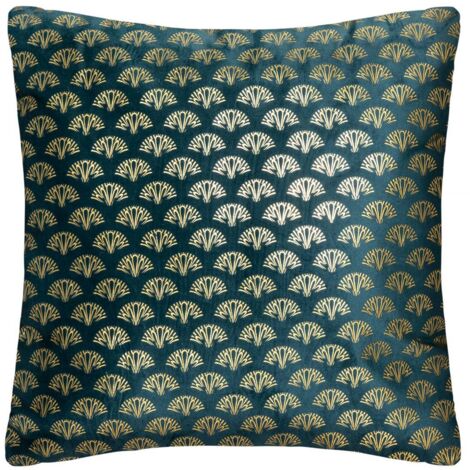 Coussin Tropique en Velours Bleu Pato de 40x40 cm – Atmosphera Créateur d'Intérieur (1/3)