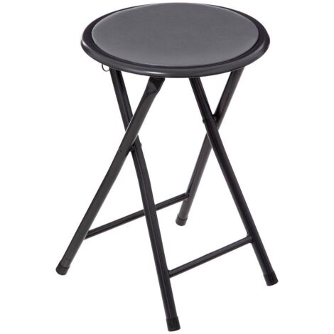 5Five Simply Smart – Tabouret pliant gris 45 cm – Assise en PVC – Structure en acier – Léger 1,5 kg – Rangement compact pour espaces domestiques et professionnels