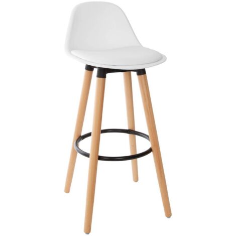 Atmosphera – Tabouret de bar Maxon – Simili blanc – Hauteur d'assise 71,5 cm – Design ergonomique – Idéal pour cuisines et bars