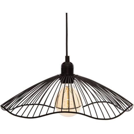 Atmosphera – Suspension métal filaire noir Ø 34 cm – Hauteur 15,5 cm – Type E27 – Indice de protection IP20 – Longueur câble 80 cm