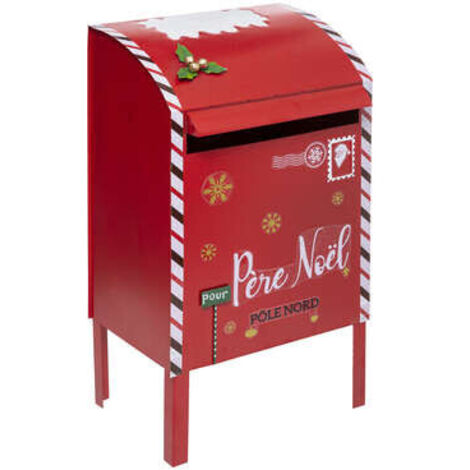 Atmosphera – Boîte aux lettres rouge en métal H 80 cm – Dimensions L 44 cm x P 29,5 cm – Design festif avec inscription 'Père Noël' (1/9)