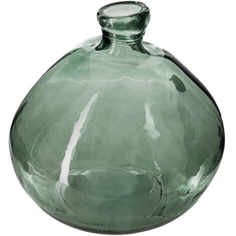 Atmosphera – Vase rond en verre recyclé vert kaki H 33 cm – Design unique pour compositions florales – Éléments décoratifs saisonniers