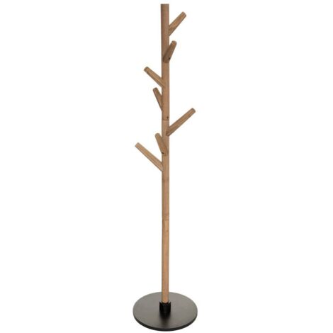 Atmosphera – Porte-manteaux en bois de pin H178cm – 7 patères – Dimensions L39 x P39 cm – Design vintage pour entrée