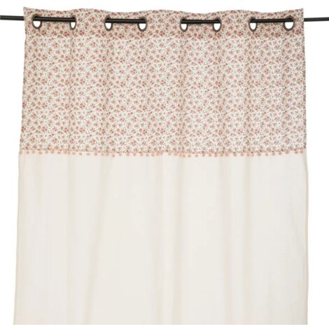 Atmosphera – Rideau enfant coton 140x260 cm – Motif floral délicat – 8 œillets pour installation facile – Adoucit la lumière extérieure