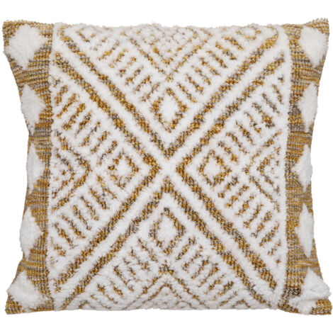 Coussin décoratif en coton ivoire avec motifs tuftés esprit ethnique, 45 x 45 cm - Atmosphera (1/2)