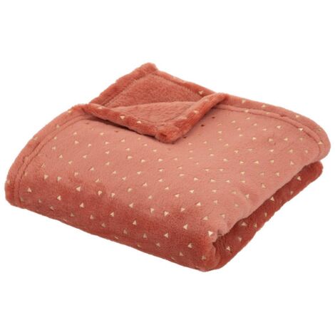Plaid Enfant en Flanelle Terracotta motif doré 75 x 100 cm - Atmosphera