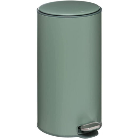5Five Simply Smart – Poubelle en métal à pédale 30 L – Couverture extra plate – Système soft close – Filtre à charbon actif – Hauteur 62 cm – Vert