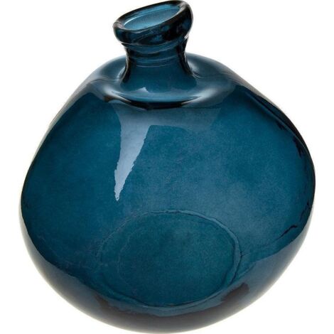 Atmosphera – Vase rond en verre recyclé bleu orage H 33 cm – Élégant pour grandes fleurs – Décoration intérieure moderne – Fabriqué en Espagne