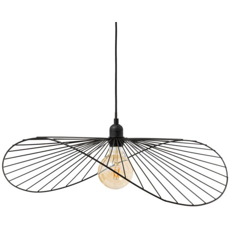 Atmosphera – Suspension en métal noir D. 58 cm – Hauteur ajustable – Douille E27 – Puissance maximale 40W – Pour salle à manger moderne