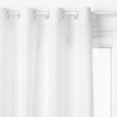 Atmosphera – Voilage Alton blanc 140x240cm – Polyester épais effet coton flammé – 8 œillets en fer pour installation facile – Label OEKO-TEX