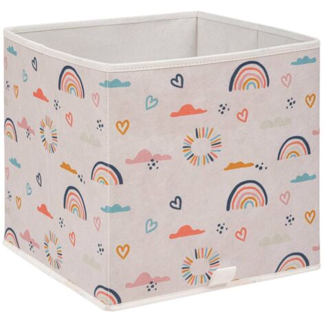 Coffre à jouets Arc-en-ciel avec motifs colorés, boîte de rangement H29cm, Atmosphera créateur d'intérieur