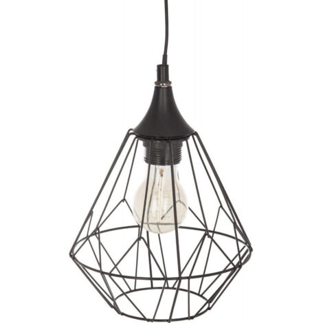 Atmosphera – Suspension en métal filaire noir Ø 19 cm – Hauteur 24 cm – Douille E27 – Longueur câble 105 cm – Compatible ampoules LED