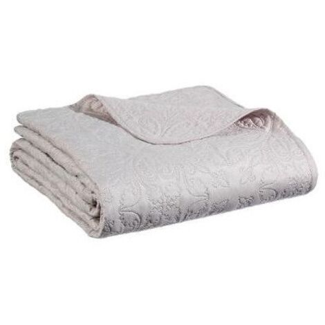 Atmosphera – Dessus de lit matelassé beige 240 x 260 cm – Motif arabesque – 2 taies 60 x 60 cm en microfibre 100% polyester