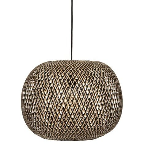 Atmosphera – Suspension en bambou naturel D47 – Hauteur 35 cm – Douille E27 – Longueur câble 80 cm – Design tressé pour ambiance chaleureuse