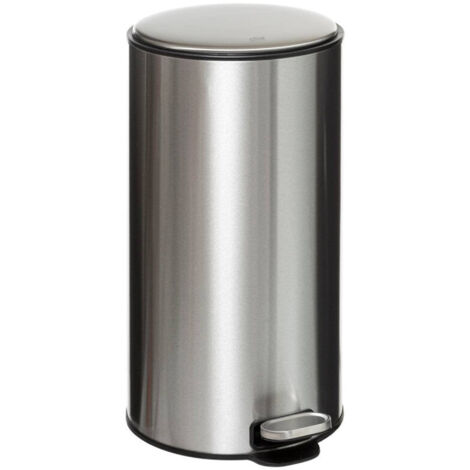 Poubelle ronde 30 Litres en Métal Gris acier - Five