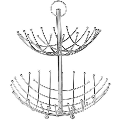 5Five Simply Smart – Étagère à fruits en acier argenté 2 niveaux – Dimensions 36x36x40 cm – Rangement élégant pour cuisine moderne (1/5)