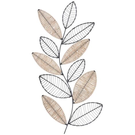 Atmosphera – Déco murale en métal et rotin noir 56 x 29 cm – Élégante pour intérieur moderne – Installation facile sur tous types de murs