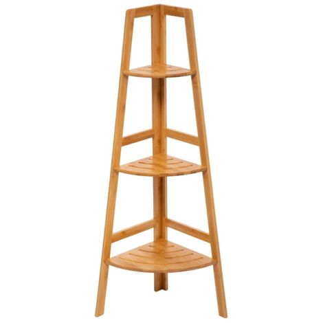 5Five Simply Smart – Étagère d'angle salle de bain 3 niveaux en bambou – Dimensions 31,9x31,5x103cm – Charge 3kg par étagère – Résistante à l'humidité