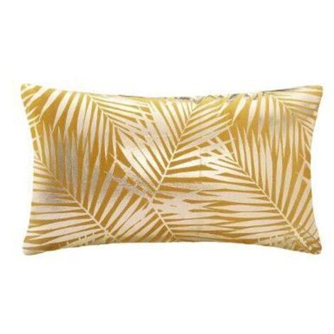 Coussin en velours jaune moutarde tressé 30x50cm - Atmosphera Créateur d'Intérieur