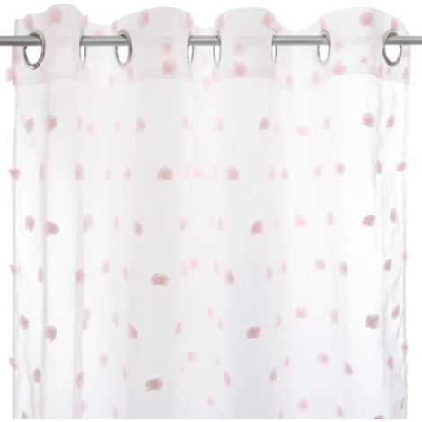 Atmosphera – Rideau enfant voilage rose 140 x 240 cm – 100% polyester – 8 œillets ronds argent – Lavable en machine à 30°
