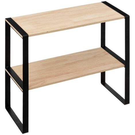 5Five Simply Smart – Étagère de comptoir de cuisine 2 niveaux 40 x 17,5 x 35 cm – Fer et contreplaqué – Montage simple sans outil – Pour rangement épices et ustensiles