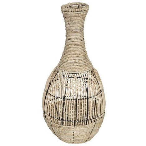 Atmosphera – Vase décoratif en rotin long 63 cm – Couleur beige – Dimensions 29x29 cm – Pour fleurs séchées – Décoration intérieure moderne