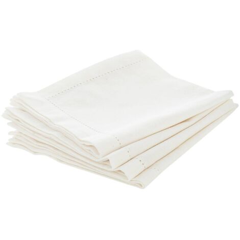 Atmosphera – Lot de 4 serviettes de table en coton 100% blanc 40 x 40 cm – Biais ajouré – Lavables en machine – Élégance pour réceptions